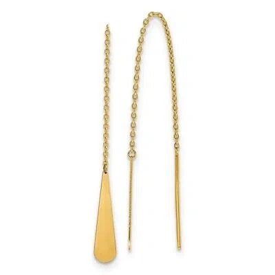 Pre-owned Skyjewelers Real 14kt Yellow Gold Polished Tear Drop Threader Earrings