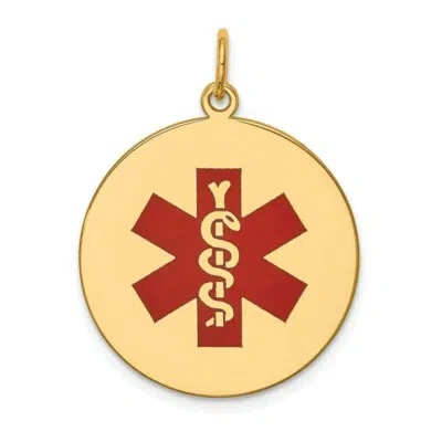Pre-owned Skyjewelers Real 14kt Yellow Gold Red Enamel Medical Jewelry Pendant