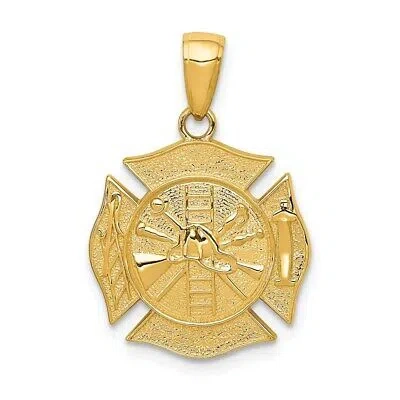 Pre-owned Skyjewelers Real 14kt Yellow Gold Reversible Fire Department Shield Pendant