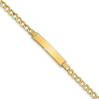Pre-owned Skyjewelers Real 14kt Yellow Gold Semi-solid Curb Link 6.75mm Id Chain Bracelet; 7 Inch