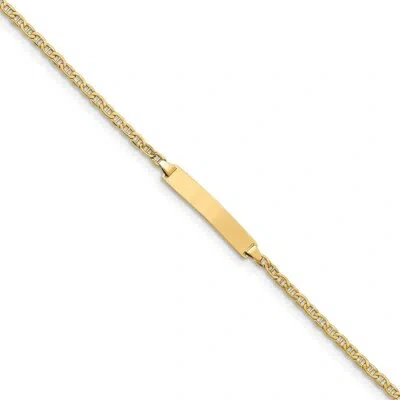 Pre-owned Skyjewelers Real 14kt Yellow Gold Semi-solid Polished Anchor Link Id Chain Bracelet; 7 Inch