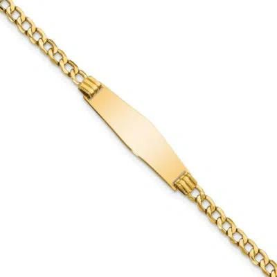 Pre-owned Skyjewelers Real 14kt Semi-solid Soft Diamond Shape Cuban Link Id Chain Bracelet In Yellow