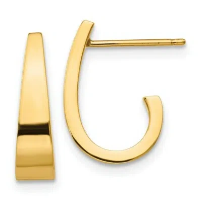 Pre-owned Skyjewelers Real 14kt Yellow Gold Small Polished J Hoop Earrings