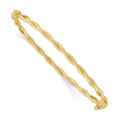 Pre-owned Skyjewelers Real 14kt Yellow Gold Twisted Hinged Bangle; 7 Inch
