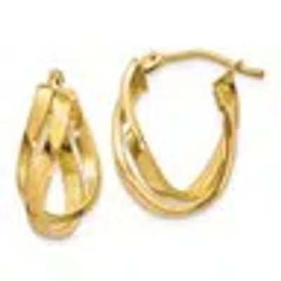 Pre-owned Skyjewelers Real 14kt Yellow Gold Twisted Hoop Earrings