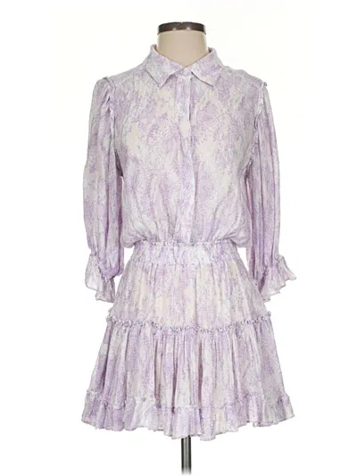 Pre-owned Skylar + Madison 3/4 Sleeve Top Purple Ruffles Neckline Tops