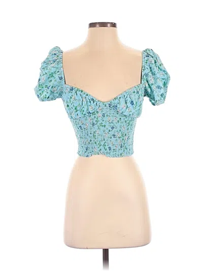 Pre-owned Skylar + Madison Short Sleeve Top Teal Sweetheart Neckline Tops