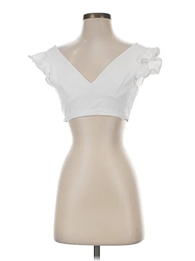 Pre-owned Skylar + Madison Short Sleeve Top White Sweetheart Neckline Tops