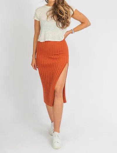 Skylar + Madison Sugar Almond Slit Knit Midi In Orange