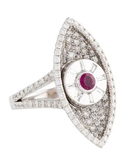 Pre-owned Skyler + Jones 18k Ruby & Diamond Divinity Cocktail Ring In Multi