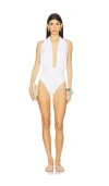 Skyler Swimwear Plunge Neck One Piece In White