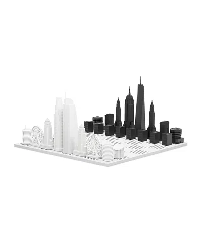 Skyline Chess Set Acrylic New York Vs Los Angeles Edition With Marble Hatch Board - Ages 14 Years + In Multi Color