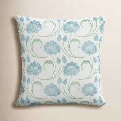 Skyline Furniture Cleo Floral Sage Decorative Square Cotton Pillow In Pillow Cover Only - No Insert