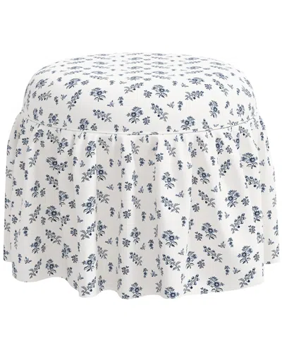 Skyline Furniture Round Upholstered Ottoman In Blue