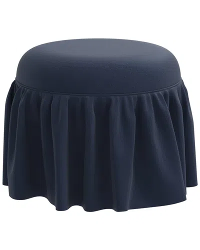 Skyline Furniture Round Upholstered Ottoman In Blue