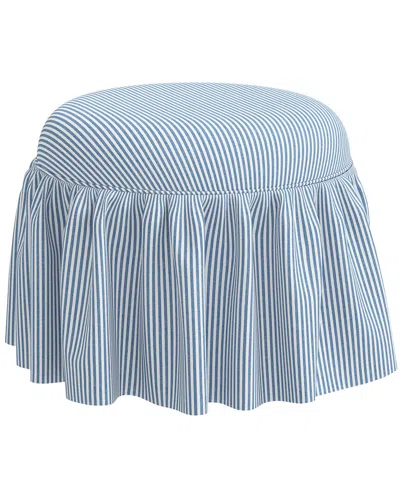 Skyline Furniture Round Upholstered Ottoman In Blue