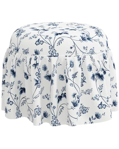 Skyline Furniture Round Upholstered Ottoman In Blue