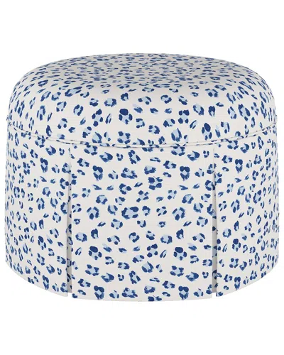 Skyline Furniture Skirted Base Round Ottoman In Blue