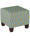 Skyline Square Ottoman In Hexagon Teal Yellow Oga