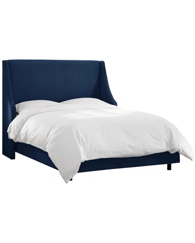 Skyline Furniture Swoop Arm Wingback Bed In Blue