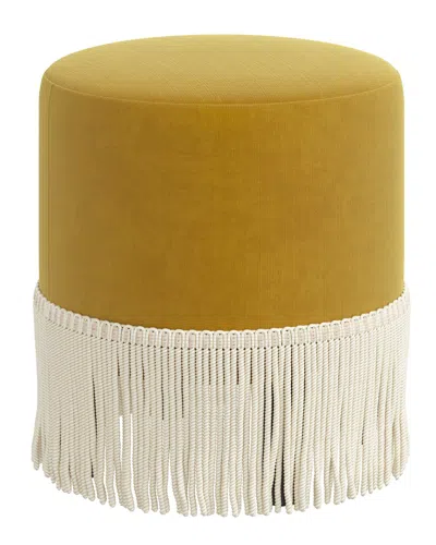 Skyline Furniture Upholstered Fringe Ottoman In Green