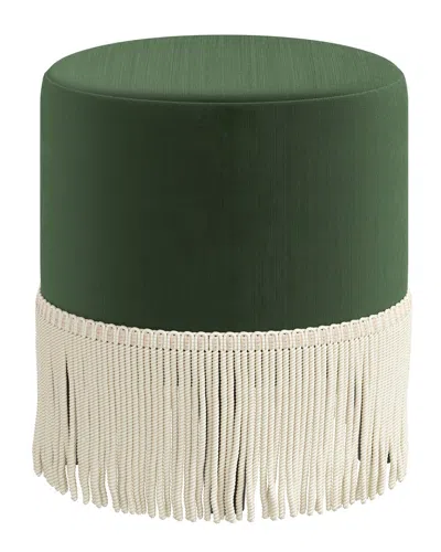 Skyline Furniture Upholstered Fringe Ottoman In Green