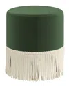 Skyline Furniture Upholstered Fringe Ottoman In Green
