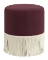 Skyline Furniture Upholstered Fringe Ottoman In Purple