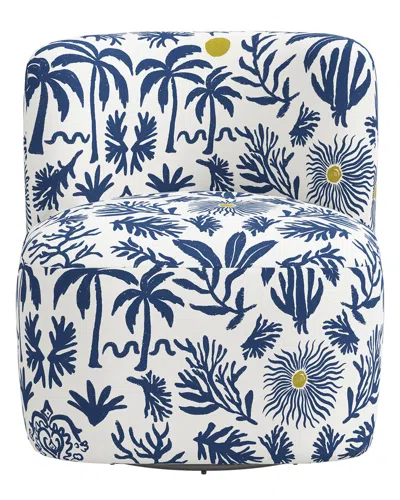 Skyline Furniture Upholstered Swivel Chair In Blue