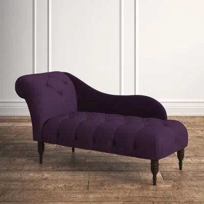 Skyline Furniture Velvet Chaise Lounge In Aubergine