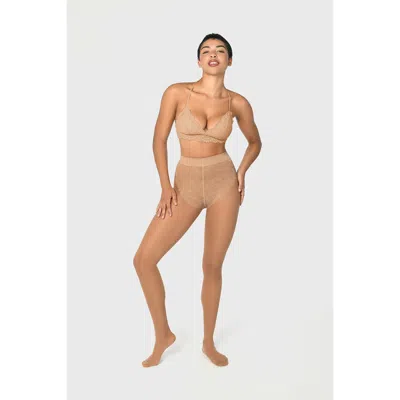 Skytights Cabincomfort 70 Denier Sheer Compression Tights Skin Tone And Black Shades In Golden Nude