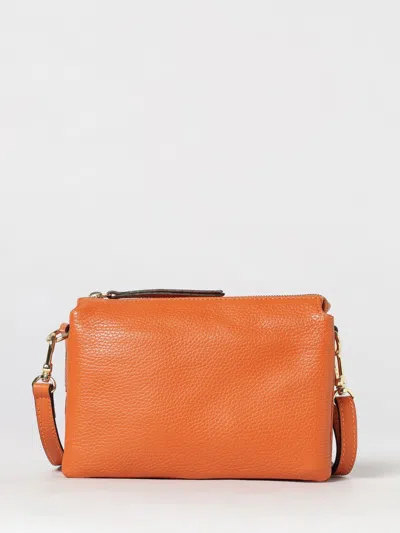 Skytos Ale Mini Crossbody Bag In Hammered Leather With Removable Strap In Orange