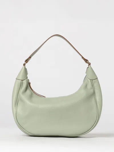 Skytos Luna Rounded Shoulder Bag In Hammered Leather With Flat Handle In White