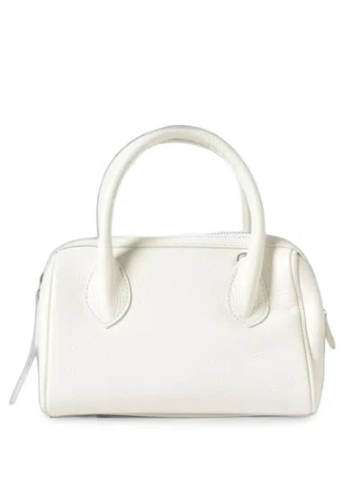 Skytos Mini Virginia Pebbled Leather Tote Bag In White