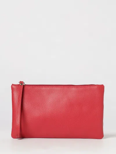 Skytos Nata Mini Hammered Leather Pouch With Wrist Strap In Red