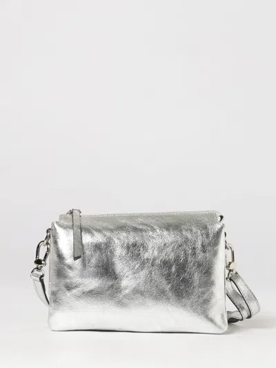 Skytos New Ale Mini Laminated Leather Crossbody Bag With Zip In Silver