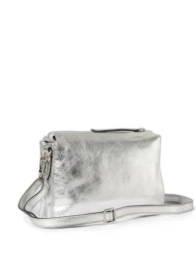 Skytos New Ale Pebbled Leather Shoulder Bag In Silver