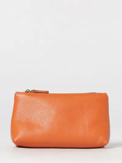 Skytos Nikky Mini Handbag In Hammered Leather With Zip Closure In Orange