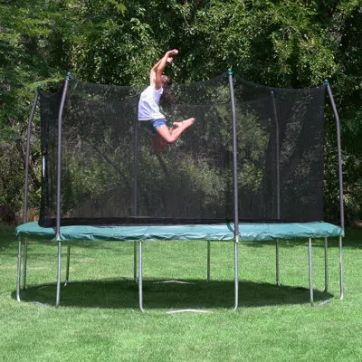 Skywalker Trampolines 15' Round Backyard Trampoline With Safety Enclosure In Green