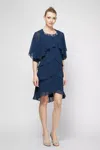 Sl Fashions 112296 Tiered Chiffon Jacket Short Dress In Blue