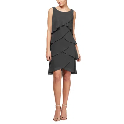 Sl Fashions 114044 Short Sleeveless Cocktail Dress In Gray