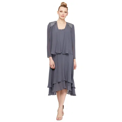 Sl Fashions 116184 Mother Of The Bride Jacket Dress In Purple