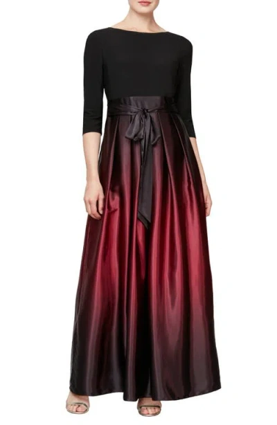Sl Fashions 3/4 Length Sleeve Ombre Dress In Fig