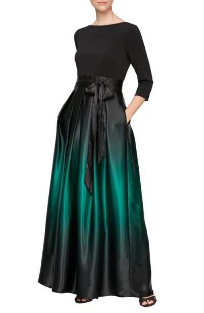 Sl Fashions 3/4 Length Sleeve Ombre Dress In Multi