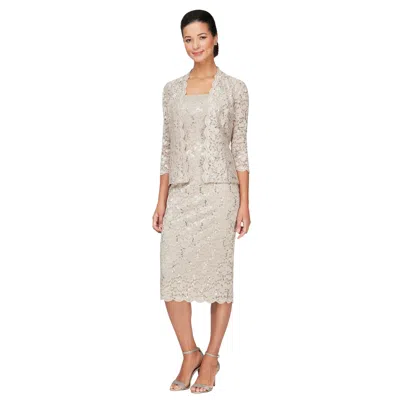 Sl Fashions 9113104 Tea Length Mother Of Bride Dress In White