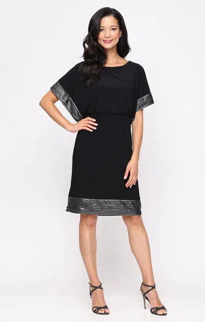 Sl Fashions 9135250 Short Mother Of The Bride Blouson Cocktail Dress In Black