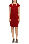 Sl Fashions 9137182 Fitted Lace Short Cocktail Dress In Red