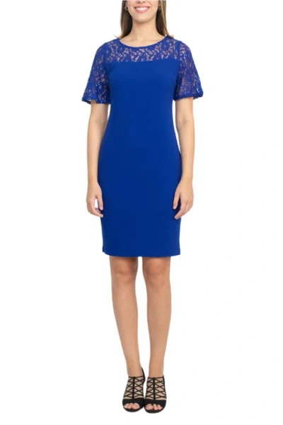 Sl Fashions 9137185 Short Cocktail Fitted Dress In Blue