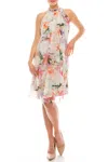 Sl Fashions 9171674 Short Multi Floral Print Chiffon Layered Dress In Multi