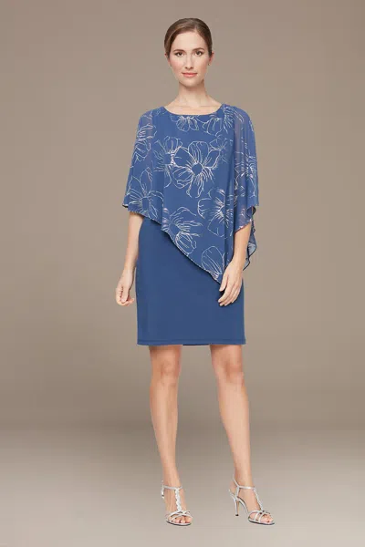 Sl Fashions 9179146 Overlay Short Cocktail Dress In Blue